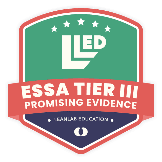 ESSA Tier III Promising Evidence Badge issued by Leanlab Education